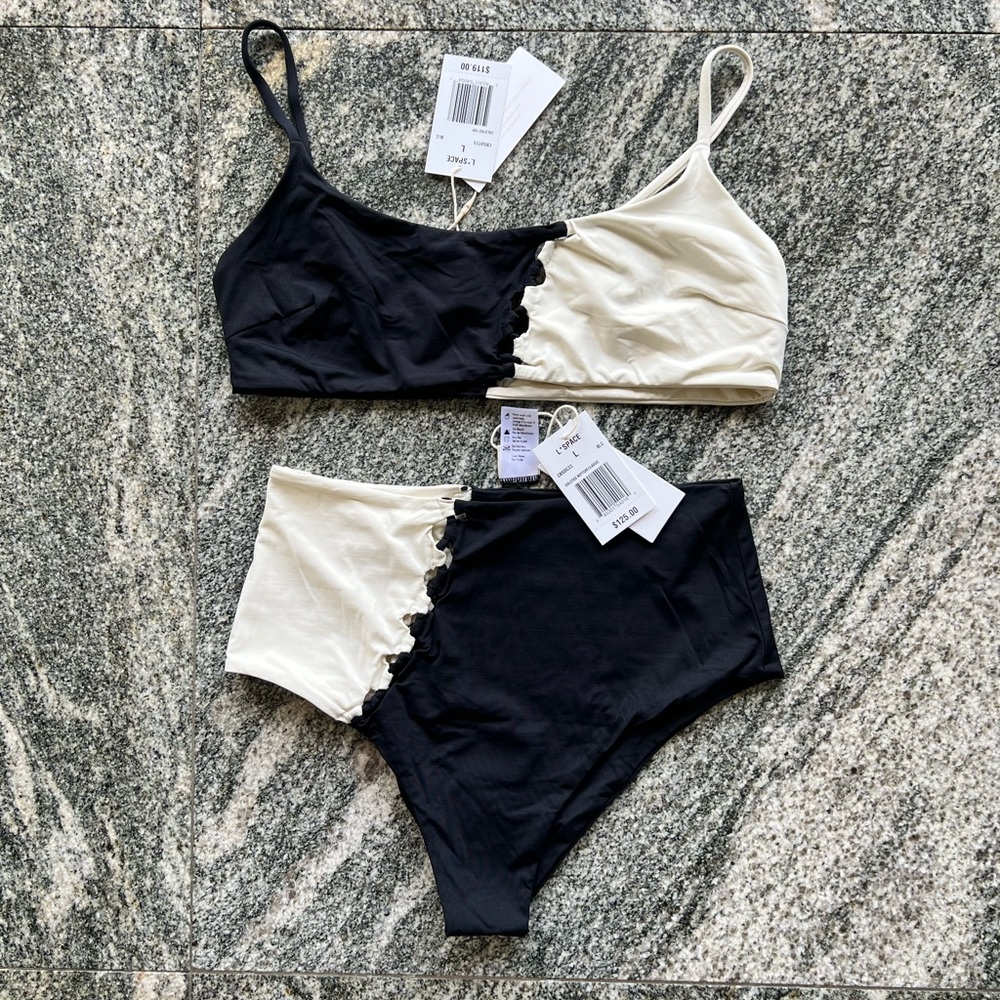 L*Space Black and Cream Bikini